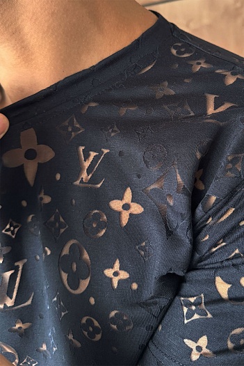 Чёрная мужская футболка Louis Vuitton Monogram All-over   
