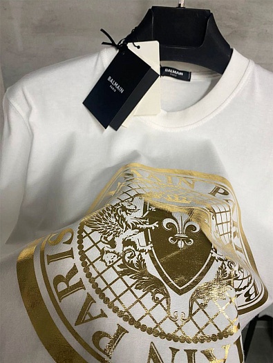 Футболка белого цвета Balmain metallic coin   