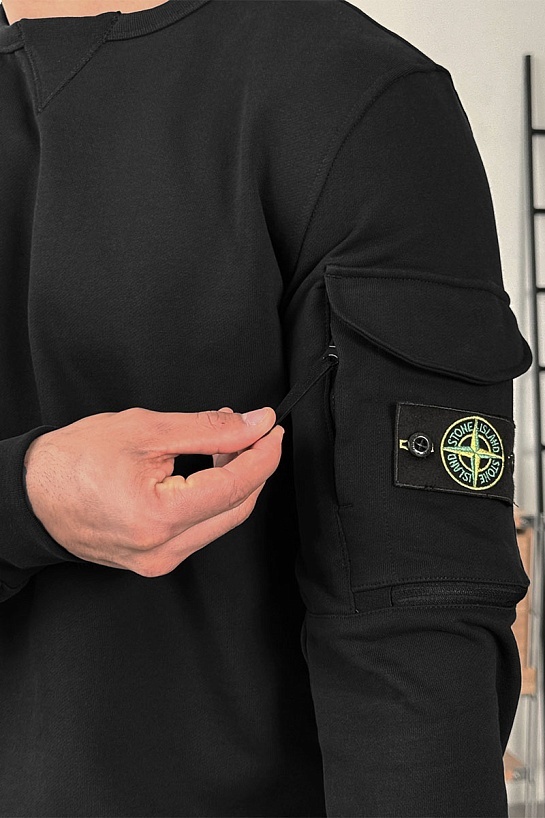 Чёрный свитшот Stone Island compass-patch crewneck
