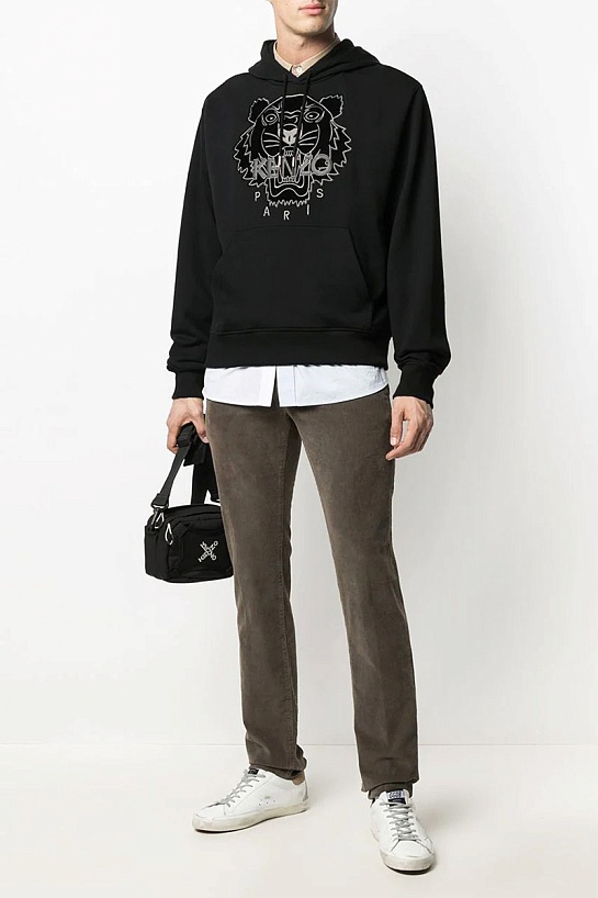 Худи чёрного цвета Kenzo Tiger logo-embroidered