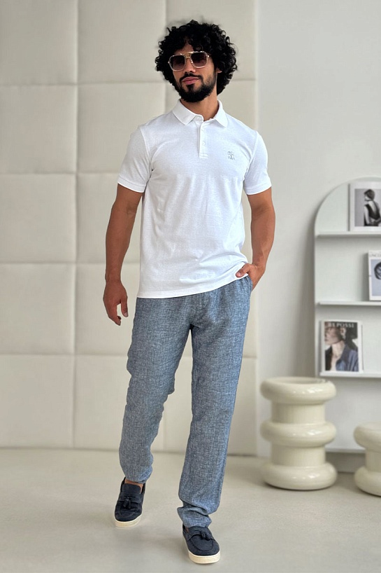 Льняные штаны синего цвета Loro Piana