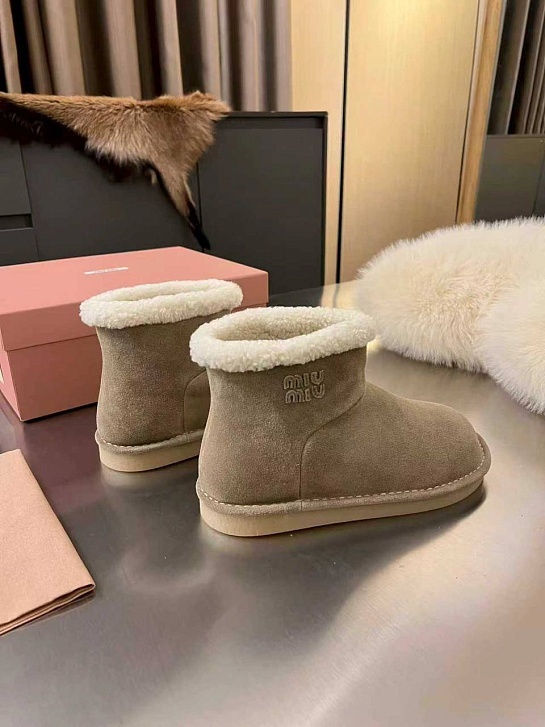 Женские ботинки с мехом MIU MIU premium - Grey