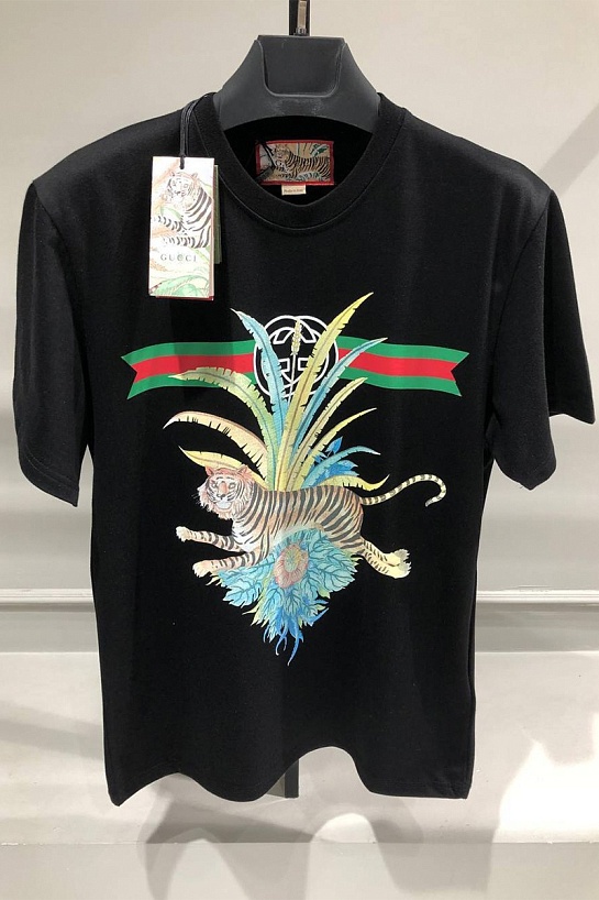 Чёрная оверсайз футболка Gucci Lunar New Year Tiger