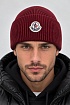 Мужская шапка бордового цвета Moncler logo-patch