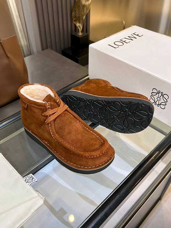 Женские ботинки с мехом Loewe premium - Chestnut