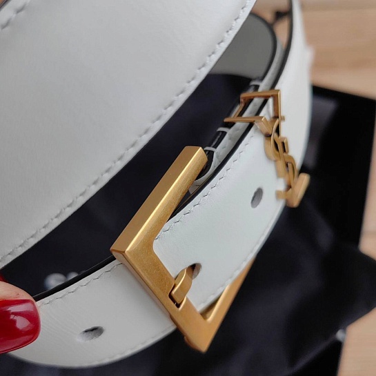 Кожаный ремень Yves Saint Laurent (ширина 3 см)