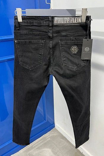 Мужские чёрные джинсы Philipp Plein logo-plaque   