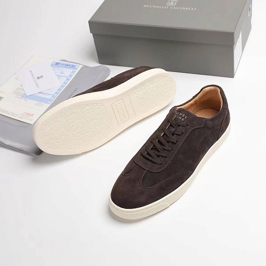 Замшевые кроссовки Brunello Cucinelli logo-print - Brown