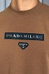 Коричневая оверсайз футболка Prada Milano metallic-logo