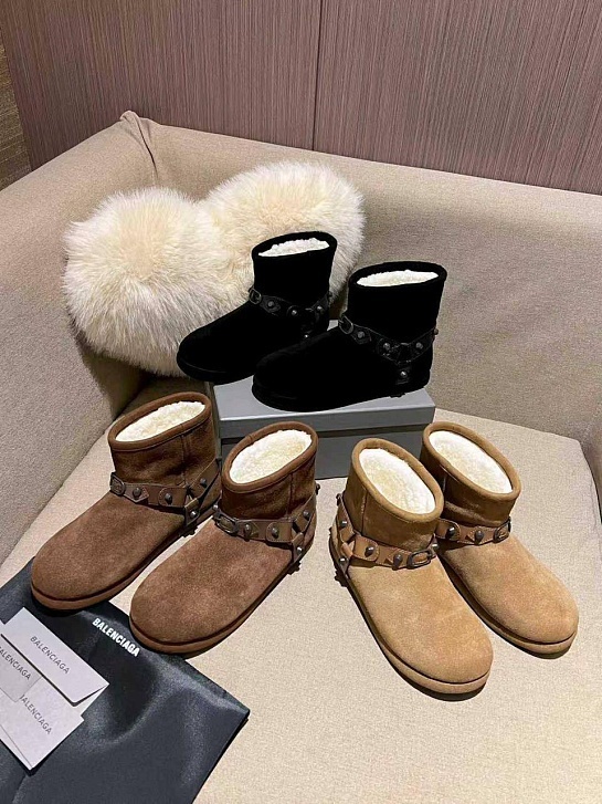 Женские ботинки с мехом Balenciaga Alaska premium - Beige