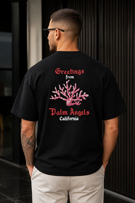 Чёрная оверсайз футболка Palm Angels Greetings from California