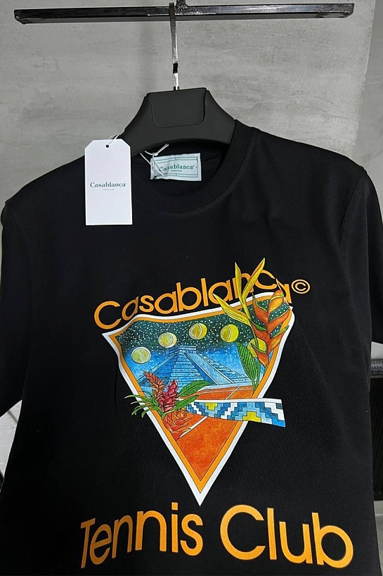 Мужская чёрная футболка Casablanca tennis club