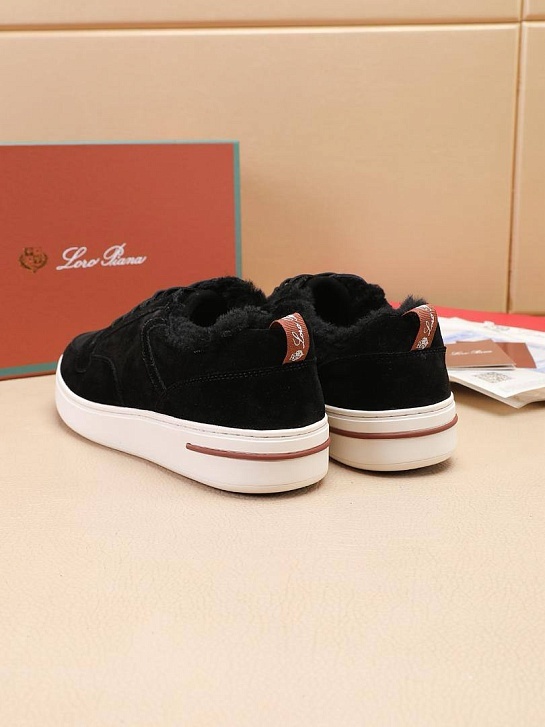 Кроссовки с мехом Loro Piana Newport Walk - Black