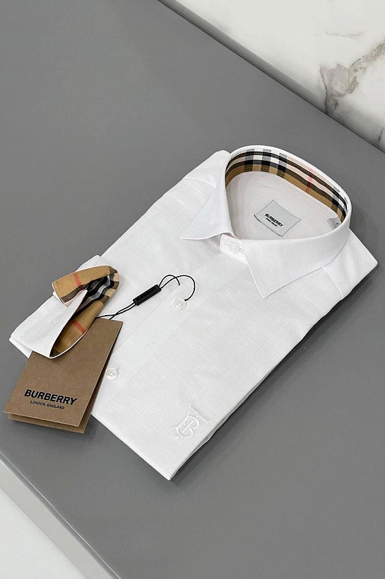 Мужская белая рубашка Burberry TB logo-embroidered