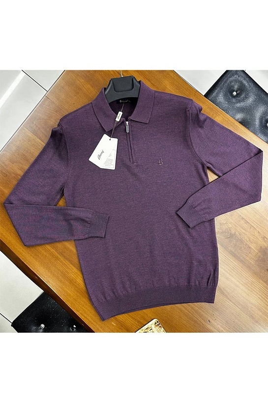 Поло с длинным рукавом Brioni zip-neck - Purple