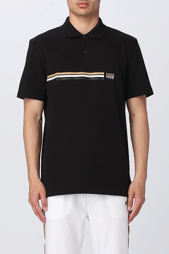 Чёрное поло Hugo Boss x Matteo Berrettini