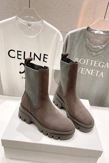 Женские замшевые ботинки Brunello Cucinelli Premium - Brown   