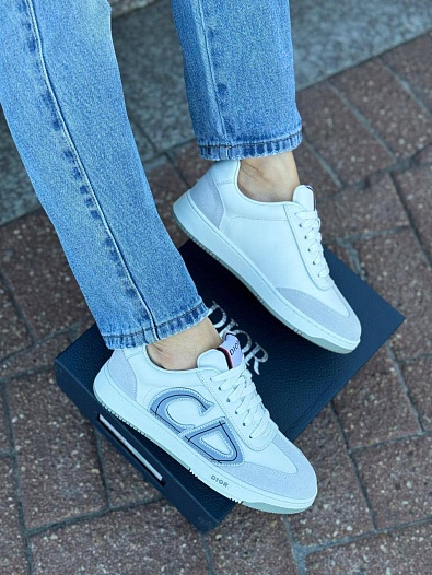 Женские комбинированные кроссовки Dior - White / Grey   