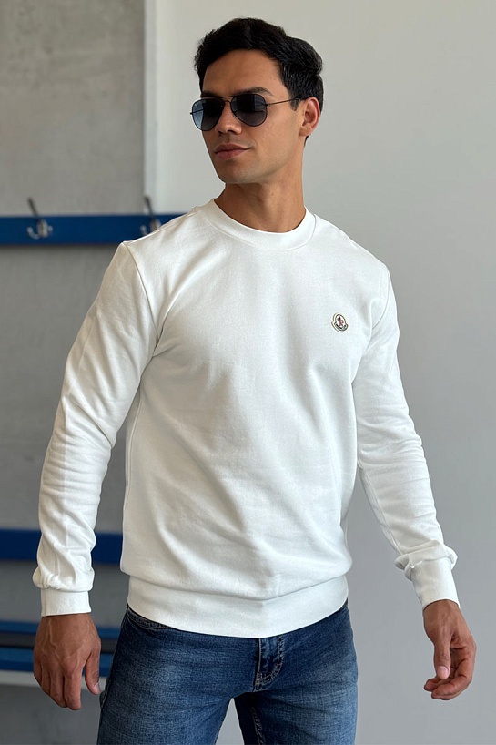 Свитшот белого цвета Moncler logo-patch