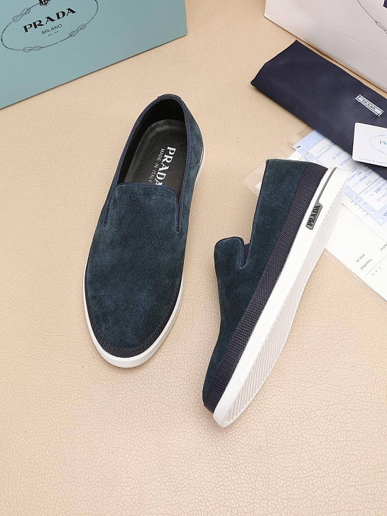 Мужские замшевые слипоны Prada Saint Tropez - Cyan Blue