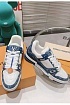 Женские кожаные кроссовки Louis Vuitton Trainer Monogram - White / Blue
