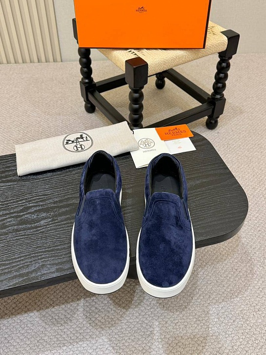 Мужские замшевые слипоны Hermes Kiddy - Navy