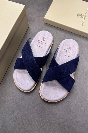 Замшевые шлёпанцы Brunello Cucinelli Crossover - Blue   