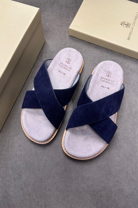 Замшевые шлёпанцы Brunello Cucinelli Crossover - Blue