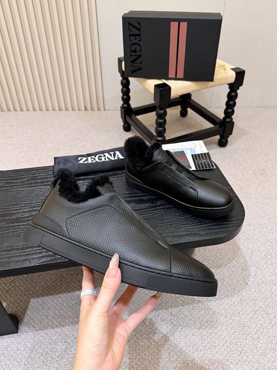Кроссовки с мехом Ermenegildo Zegna Triple Stitch high-top