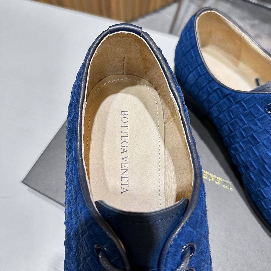 Мужские замшевые ботинки Bottega Veneta Intrecciato - Navy
