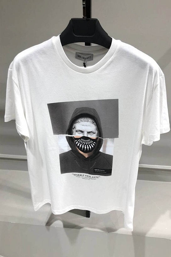 Белая оверсайз футболка Neil Barrett Marble Vigilante