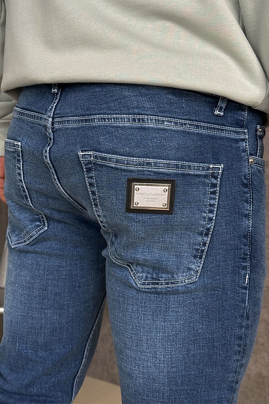 Мужские синие джинсы Dolce & Gabbana logo-plaque