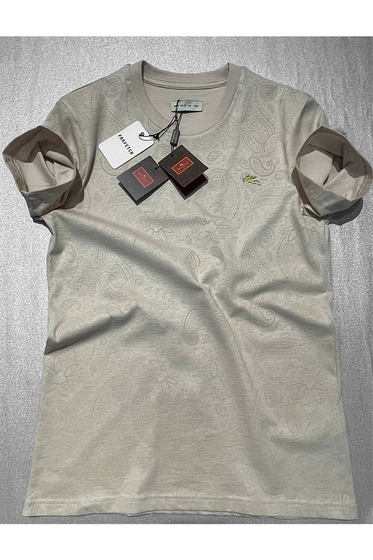 Бежевая мужская футболка Etro embroidered-logo