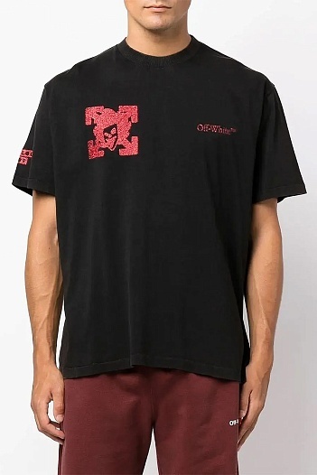 Чёрная оверсайз футболка Off-White x Circoloco glitter-logo   