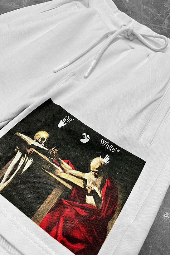 Мужские белые шорты Off-White Caravaggio Print