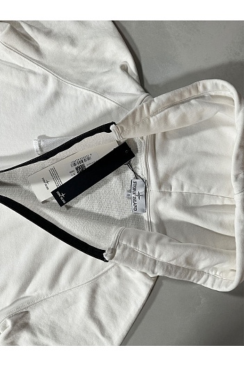 Белая кофта на молнии Stone Island compass-patch   
