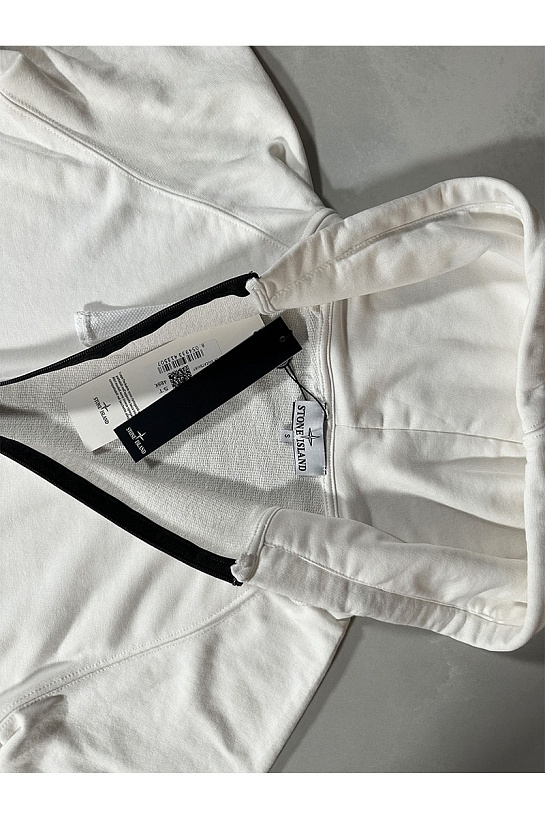 Белая кофта на молнии Stone Island compass-patch