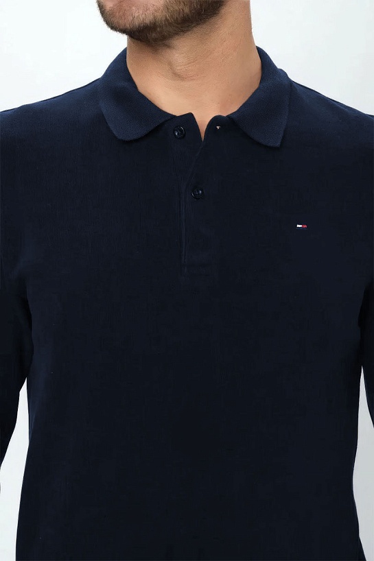 Тёмно-синее поло с длинным рукавом Tommy Hilfiger