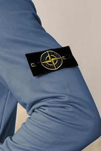 Мужское худи серо-синего цвета Stone Island Compass-patch   