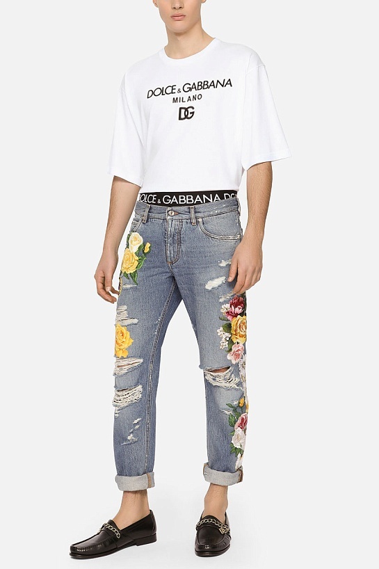 Белая футболка Dolce&Gabbana Milano logo-embroidered