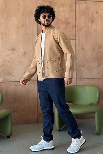 Мужской бежевый бомбер Louis Vuitton   