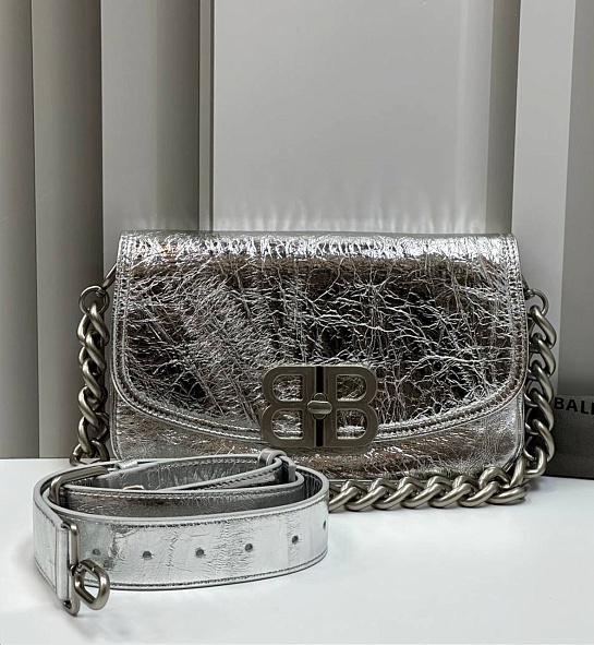 Женская сумка Balenciaga BB Soft Premium 23x14.5x4 см - Silver