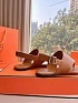 Женские кожаные сандалии Hermes Premium - Brown