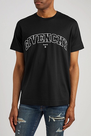 Чёрная футболка Givenchy College logo-embroidered   