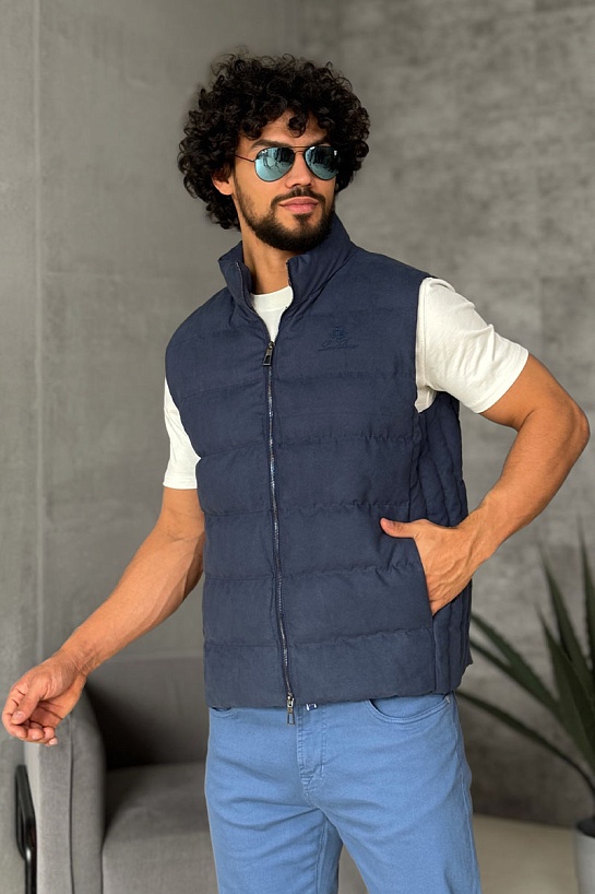 Мужской синий жилет Loro Piana