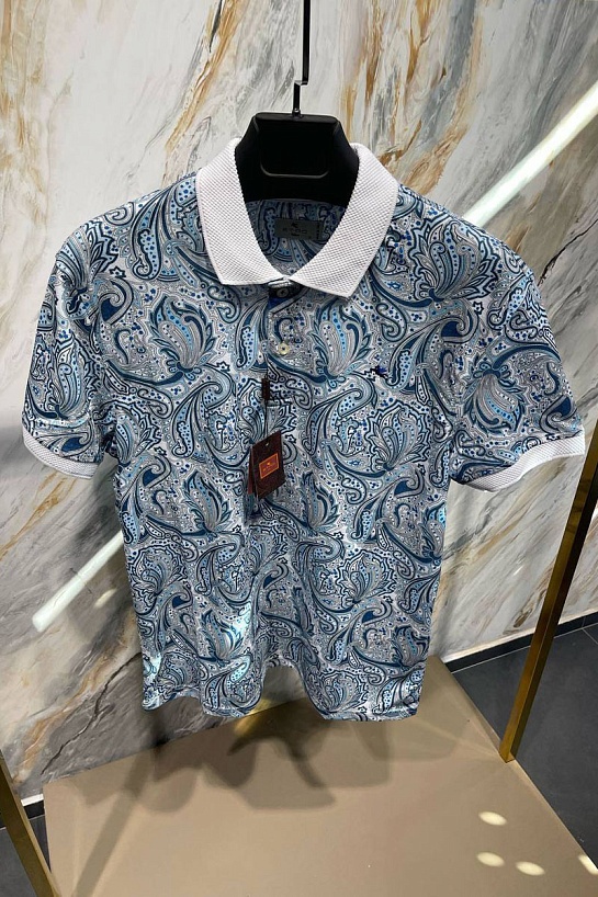 Мужское поло Etro "Paisley" - Blue