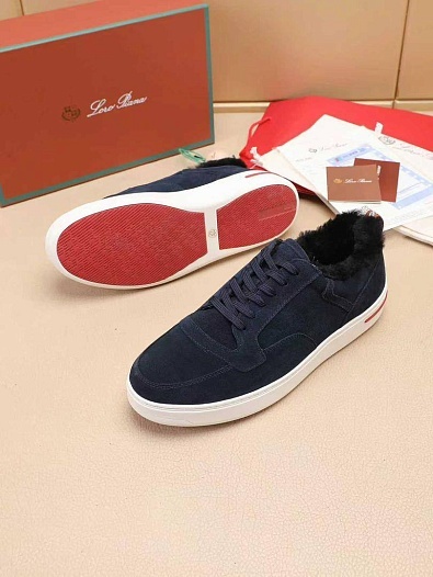 Кроссовки с мехом Loro Piana Newport Walk - Navy   