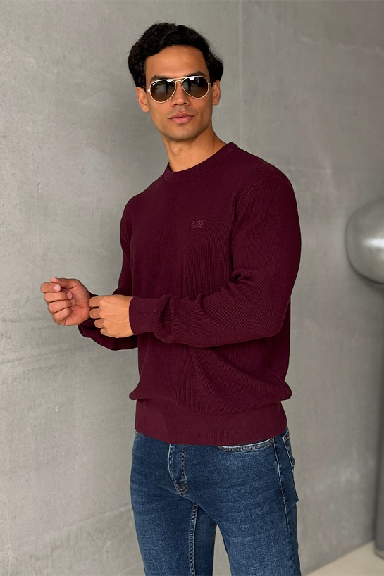 Мужской джемпер бордового цвета Hugo Boss logo-embroidered