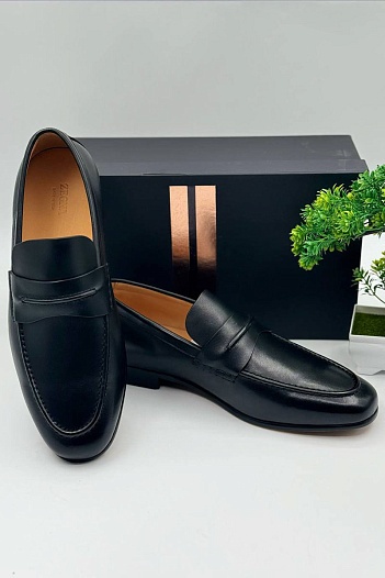 Чёрные кожаные лоферы Zegna   