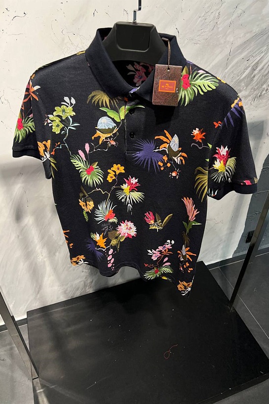 Мужское поло Etro "Floral" - Multicolor